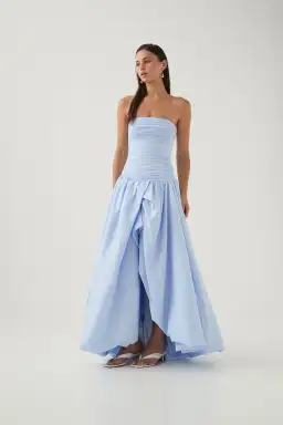 Aje Violette Bubble Hem Maxi Dress Pearl Blue Size 6