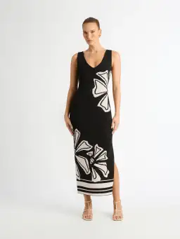 Sheike Calypso Knit Midi Dress Black Size 6