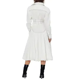Aje Cassia Bubble Hem Belted Midi Shirt Dress White Size 10/M for rent on The Volte - image 2