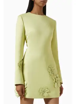 Leo Lin Aliza Long Sleeve Petal Mini Dress Chartreuse Size AU 10 for rent on The Volte - image 2