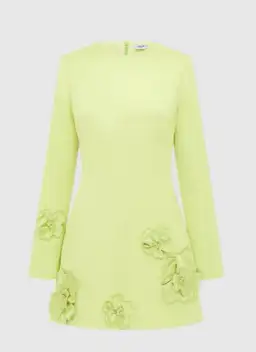 Leo Lin Aliza Long Sleeve Petal Mini Dress Chartreuse Size AU 10 for rent on The Volte - image 4
