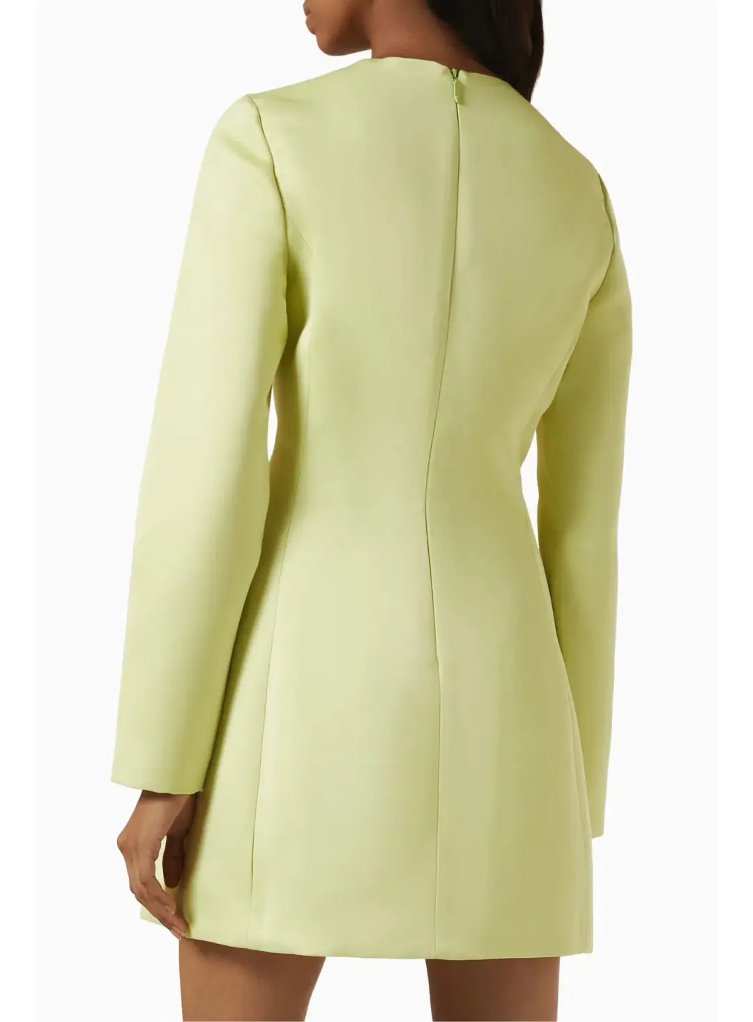 Leo Lin Aliza Long Sleeve Petal Mini Dress Chartreuse Size AU 10 for rent on The Volte - main image