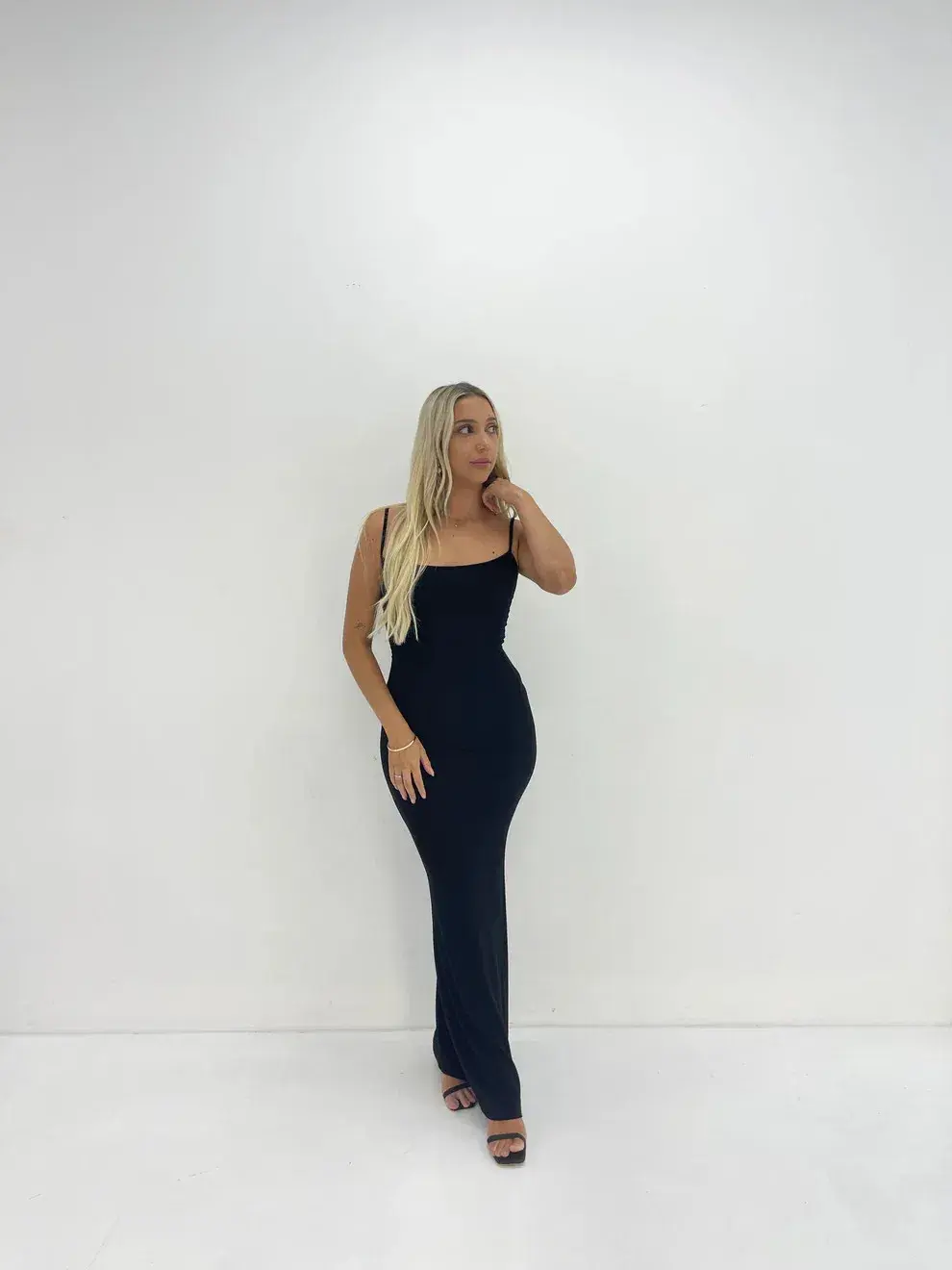 Skims Black Lounge Slip Dress Black Size 8 for rent on The Volte - main image