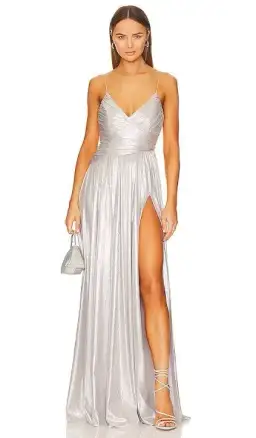 Retrofête Doss Maxi Gown Silver Size XS / Size AU 6