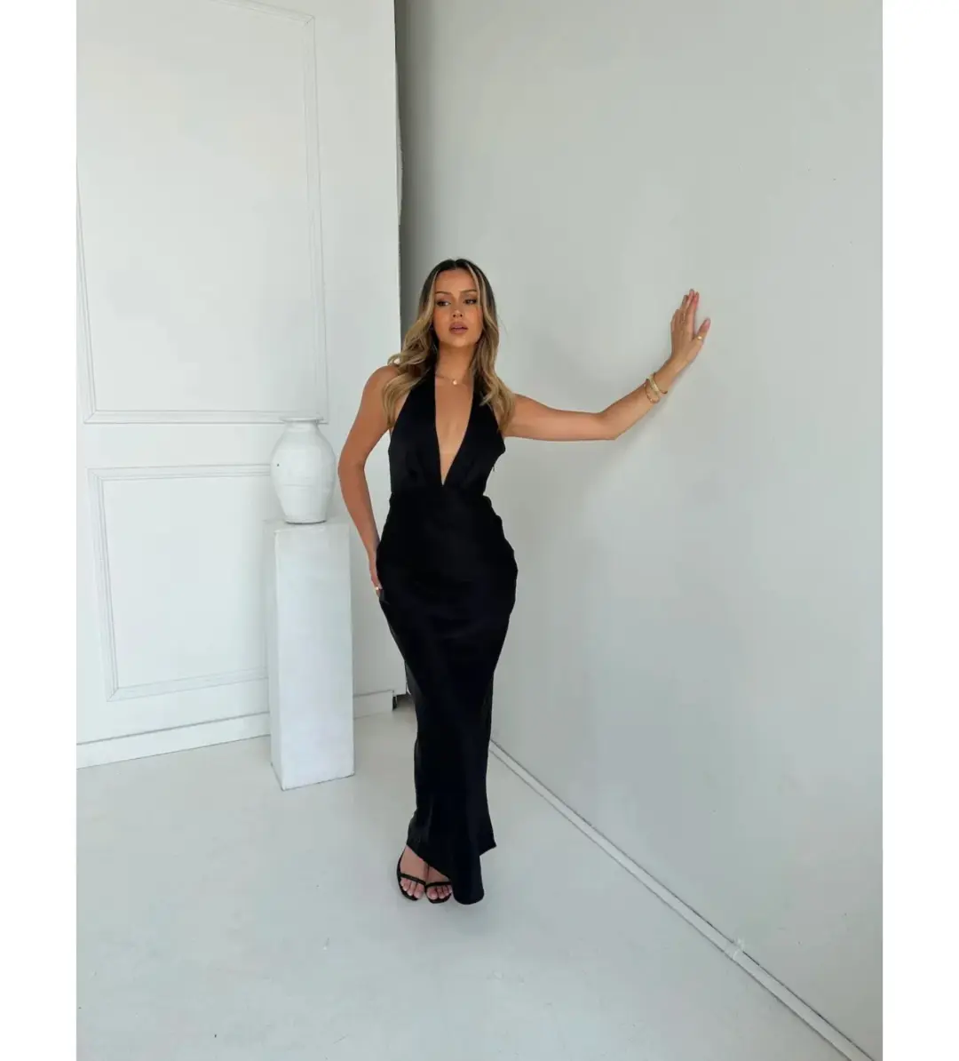 Little JC Boutique Black Andie Satin Size S / AU 8 for rent on The Volte - main image