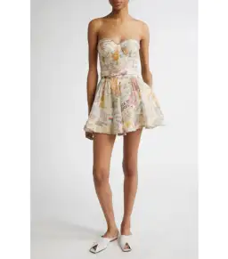 Zimmermann Crush Paneled Bodice and Shorts Set in Dear Diary Print Size 0 / AU 8