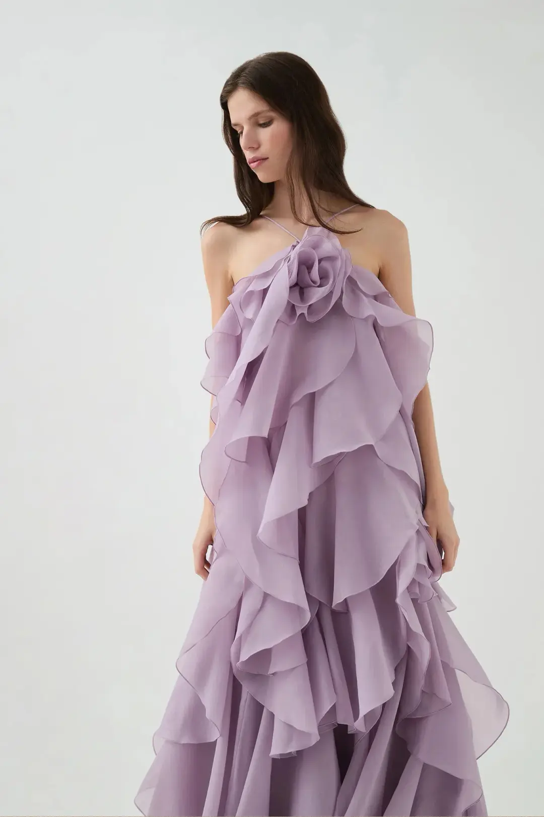 Aje Pandorea Layered Maxi Dress Lilac Size 8 for rent on The Volte - main image