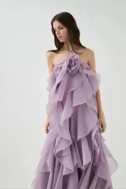 Aje Pandorea Layered Maxi Dress Lilac Size 8 for rent on The Volte - image 2