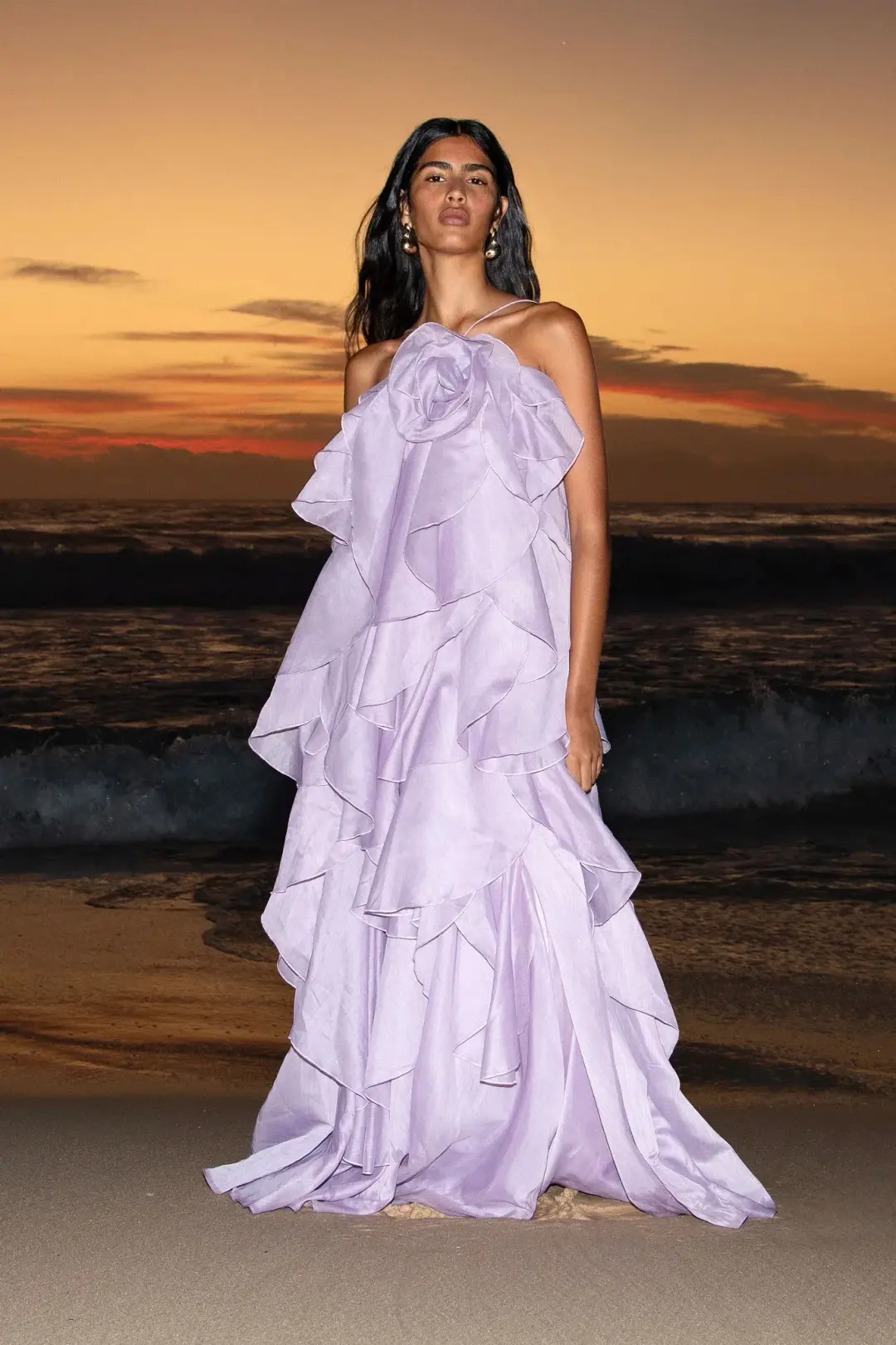 Aje Pandorea Layered Maxi Dress Lilac Size 8 for rent on The Volte - main image