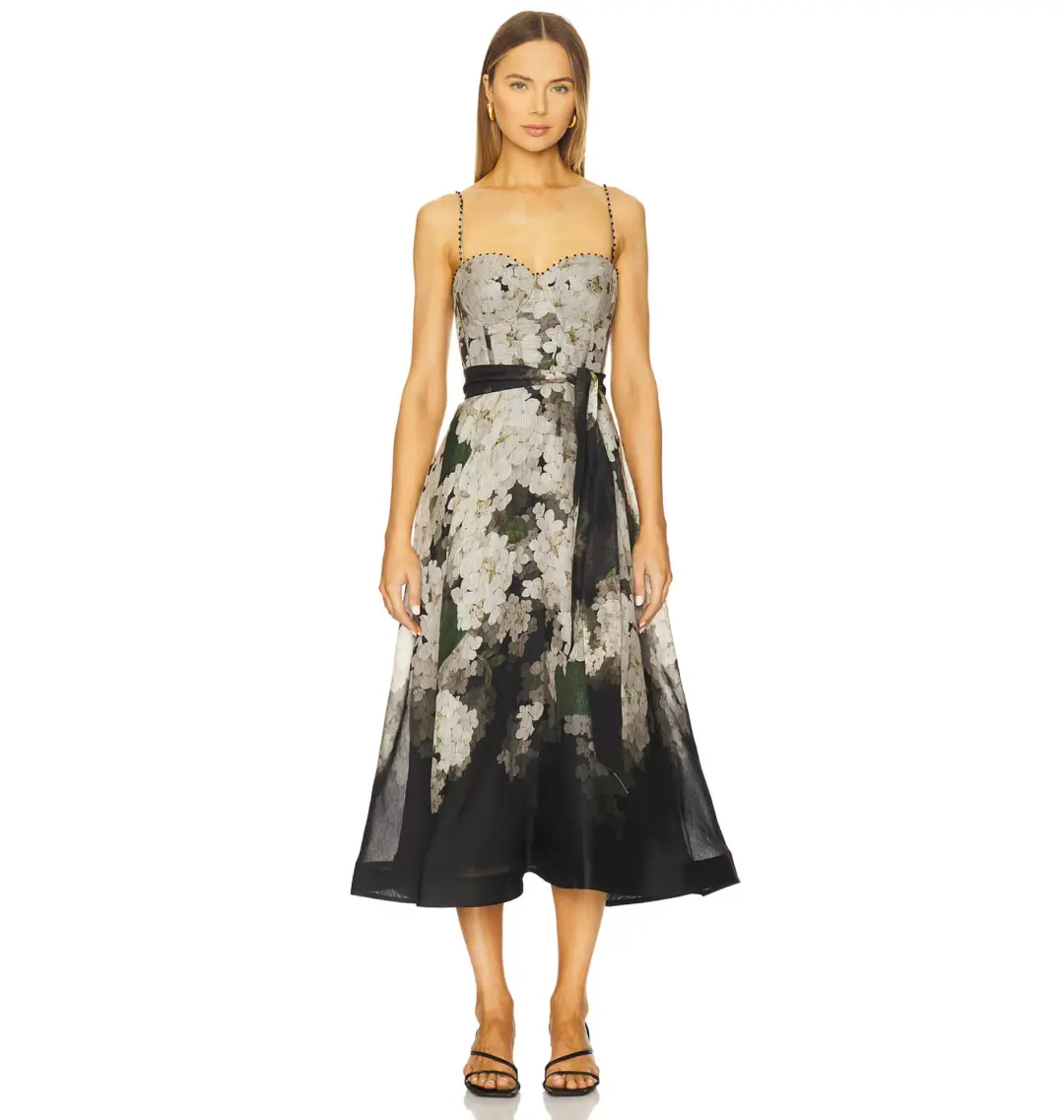 Zimmermann Balance Picnic Dress in Black Hydrangea 1 / AU 10 for rent on The Volte - main image