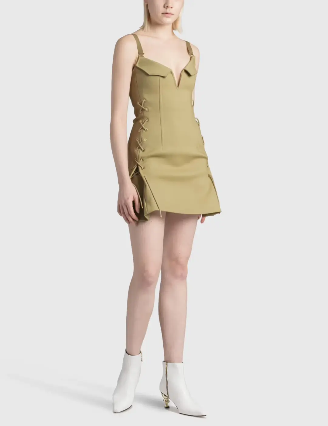 Dion Lee Laced Bonded Mini Dress Brown Size M / Size AU 10 for rent on The Volte - main image