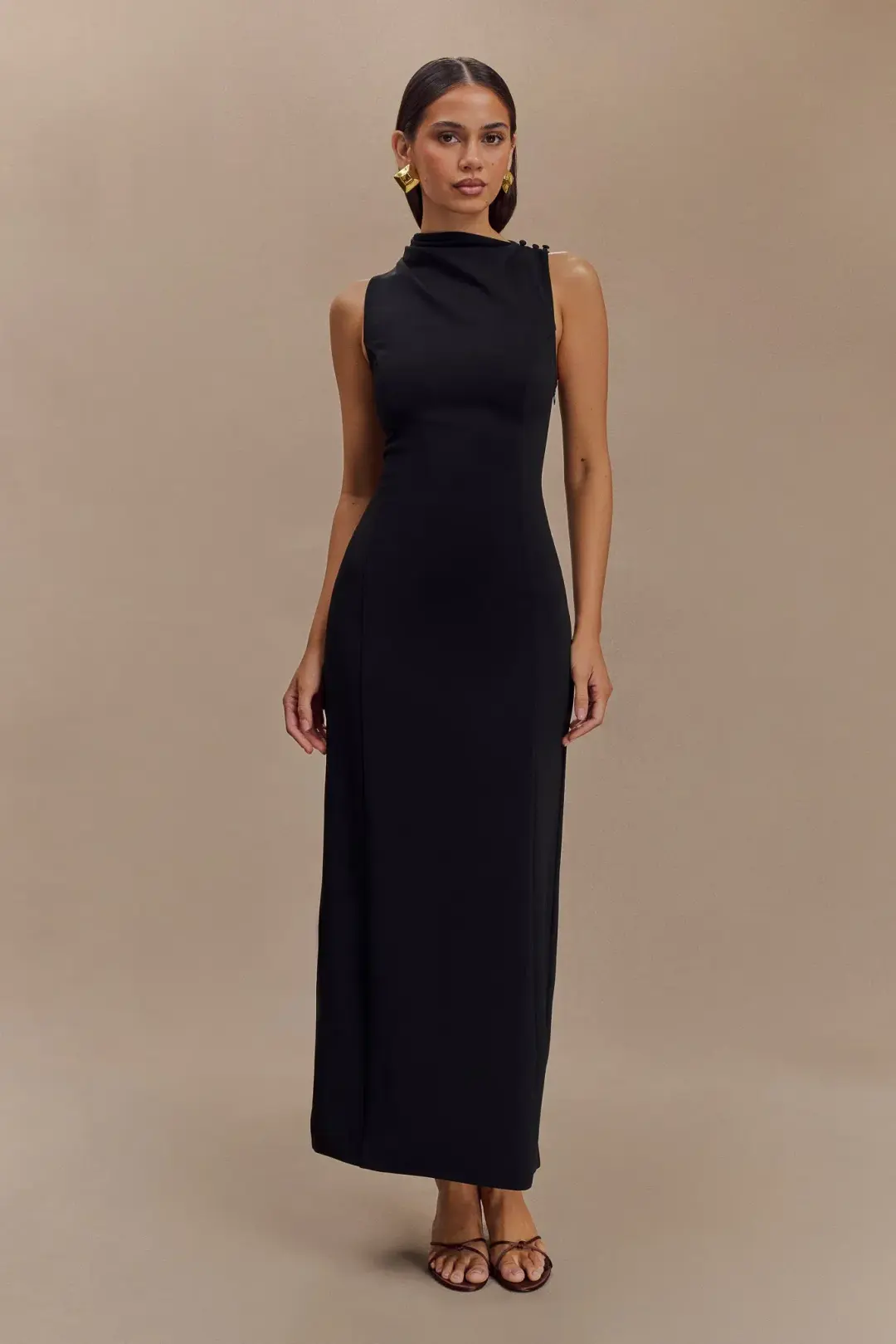 Meshki The Taylor Draped Crepe Midi Dress Size M / AU 10 for rent on The Volte - main image