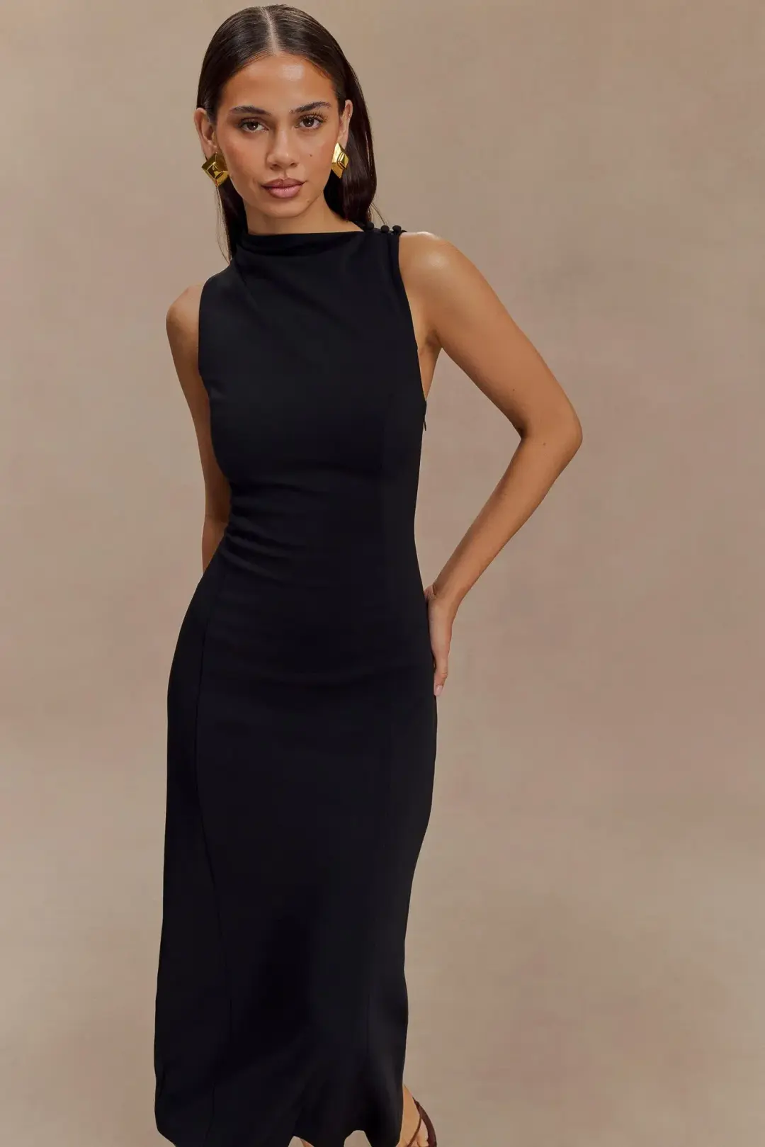 Meshki The Taylor Draped Crepe Midi Dress Size M / AU 10 for rent on The Volte - main image