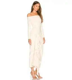 Solace London Lotus Midi Dress in Ivory Size AU 8 for rent on The Volte - image 2