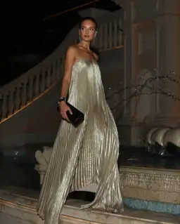 L'Idee Black Tie Gown Gold Shimmer Size 12 for rent on The Volte - image 1