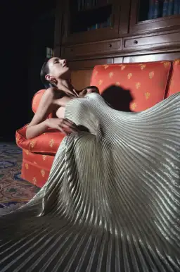 L'Idee Black Tie Gown Gold Shimmer Size 12 for rent on The Volte - image 8