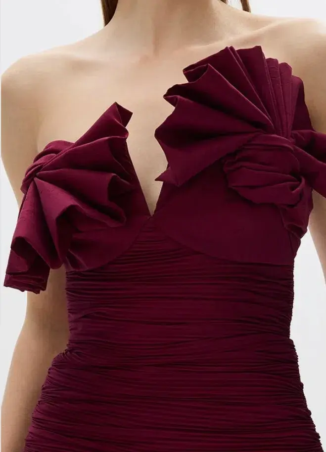 Rachel Gilbert Jensen Maxi Dress Merlot Size 8 for rent on The Volte - main image