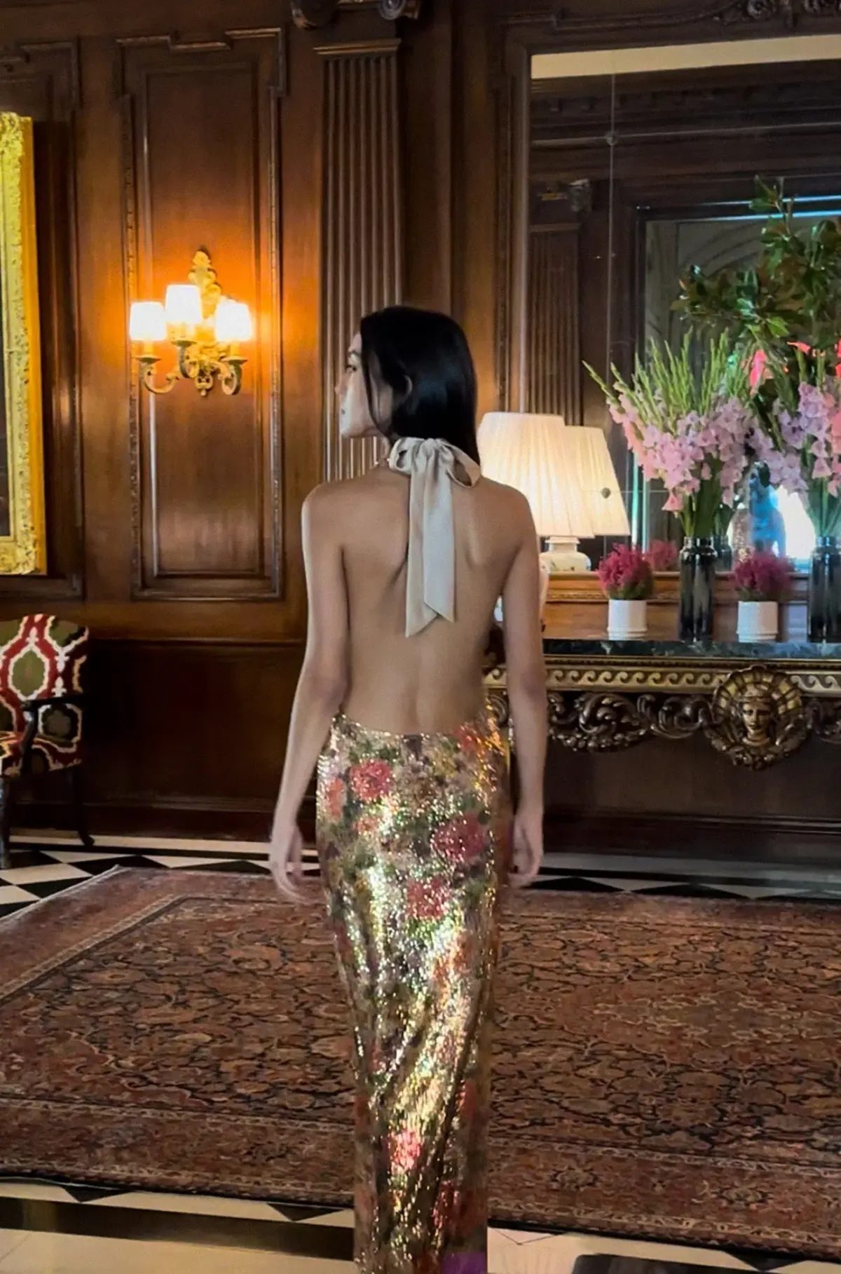 Fait Par Foutch Liana Maxi Dress Fleur Print Sequin Size XXS / AU 4 - Image 5