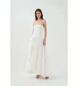Aje Violette Bubble Hem Maxi Dress in Ivory Size 6
