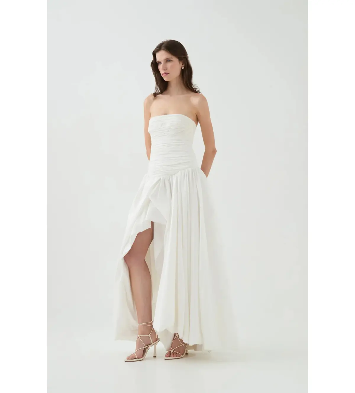Aje Violette Bubble Hem Maxi Dress in Ivory Size 6 - Image 2