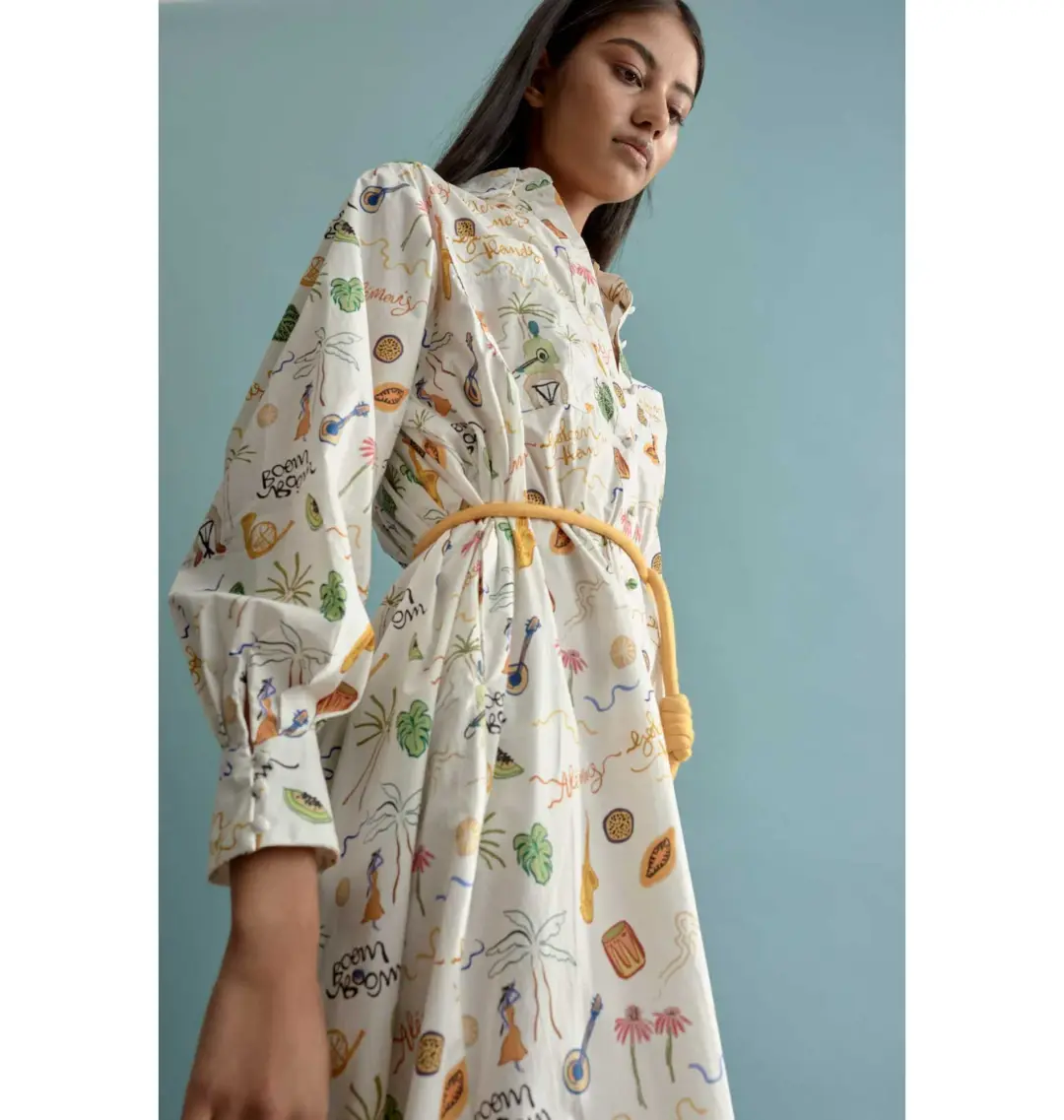 Alemais Golden Hands Shirt Dress Multi Size AU 8 for rent on The Volte - main image