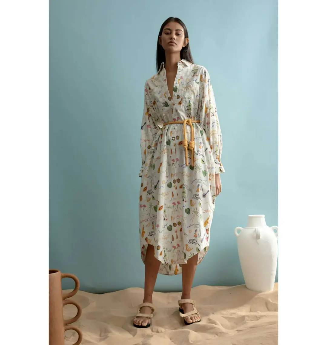 Alemais Golden Hands Shirt Dress Multi Size AU 8 for rent on The Volte - main image