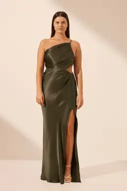 Shona Joy La Lune Gathered Maxi Dress Forest Green Size 14