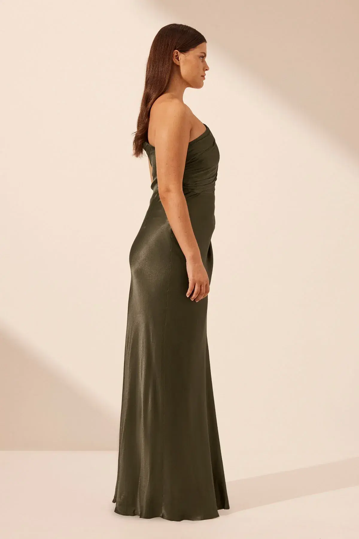 Shona Joy La Lune Gathered Maxi Dress Forest Green Size 14 - Image 2