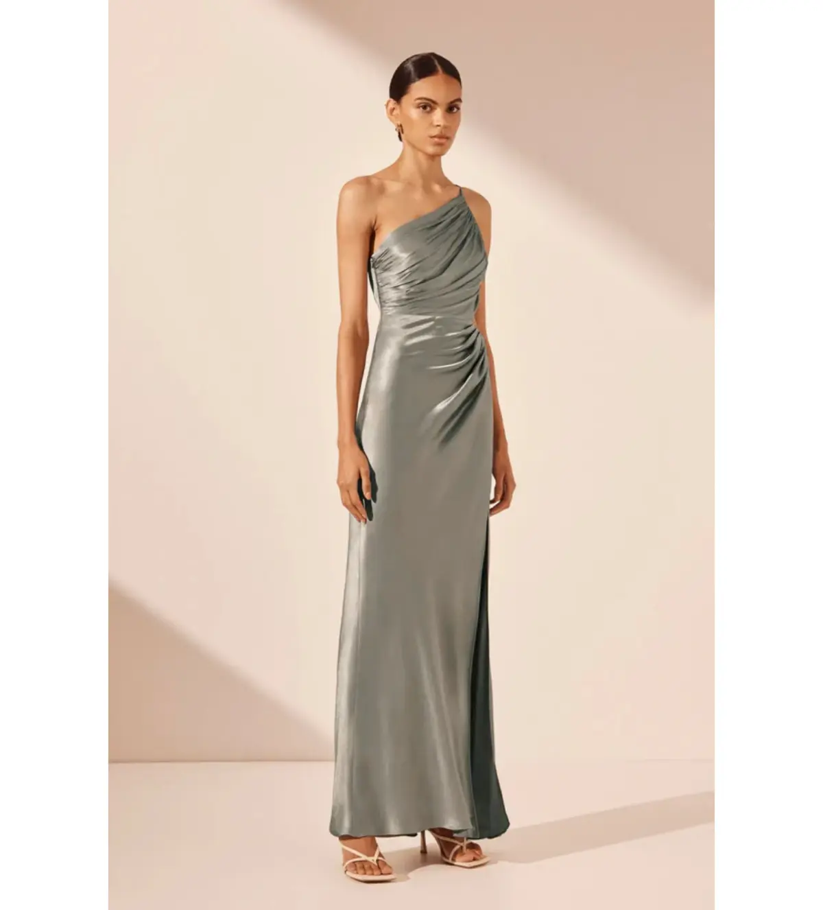 Shona Joy La Lune Gathered Maxi Dress in Sage Size 14 - Image 2