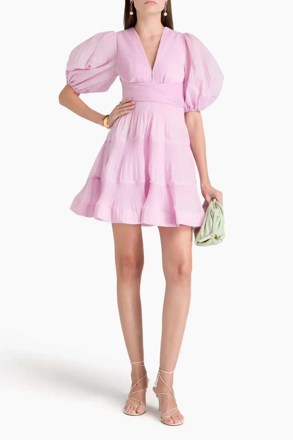 Zimmermann Pleated Mini Dress Pink Size 2 / AU 12 for rent on The Volte - main image