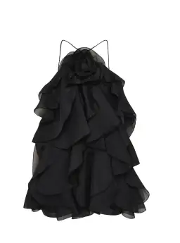 Aje Pandorea Layered Mini Dress Black 10 for rent on The Volte - image 2