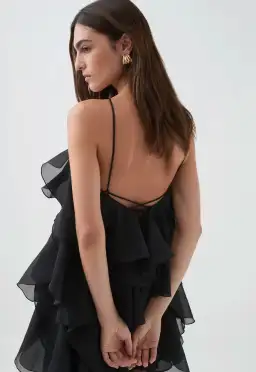 Aje Pandorea Layered Mini Dress Black 10 for rent on The Volte - image 6