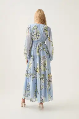 Aje Romantica Voile Maxi Dress Blue Hibiscus Size 16 for rent on The Volte - image 5