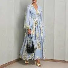 Aje Romantica Voile Maxi Dress Blue Hibiscus Size 16 for rent on The Volte - main image
