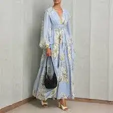 Aje Romantica Voile Maxi Dress Blue Hibiscus Size 16 for rent on The Volte - image 3