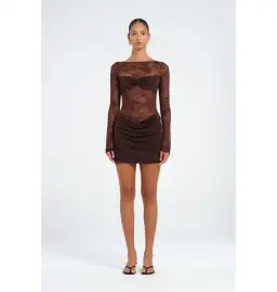 Benni Oskar Mini Dress Brown Size AU 6