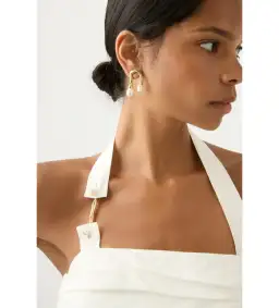 Aje Mika Draped Split Maxi Dress Cream Size 10 for rent on The Volte - image 2