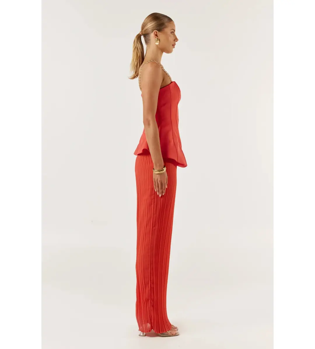 She is OLLÁ Marcelle Maxi Dress Red Size S/AU 8 for rent on The Volte - main image