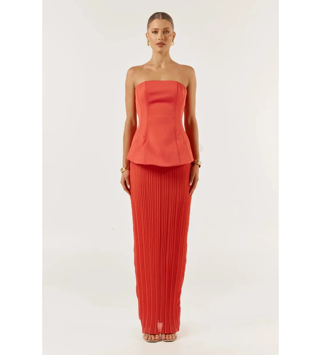 She is OLLÁ Marcelle Maxi Dress Red Size S/AU 8 for rent on The Volte - main image
