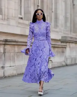 Leo Lin Aliyah Lace Butterfly Sleeve Midi Dress in Lavender Size 10 for rent on The Volte - image 1