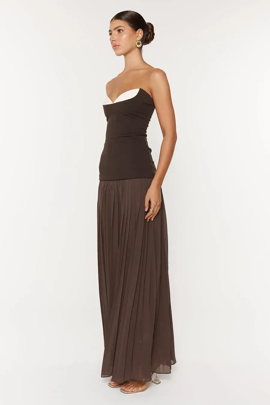 She Is Olla Nicolette Maxi Gown in Espresso Brown Size AU 8 for rent on The Volte - main image