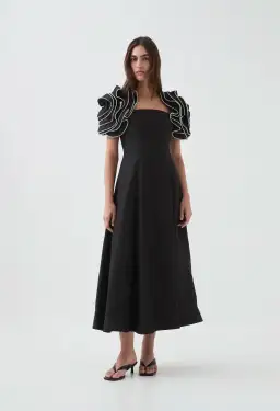 Aje Twyla Midi Dress Black Size AU 16