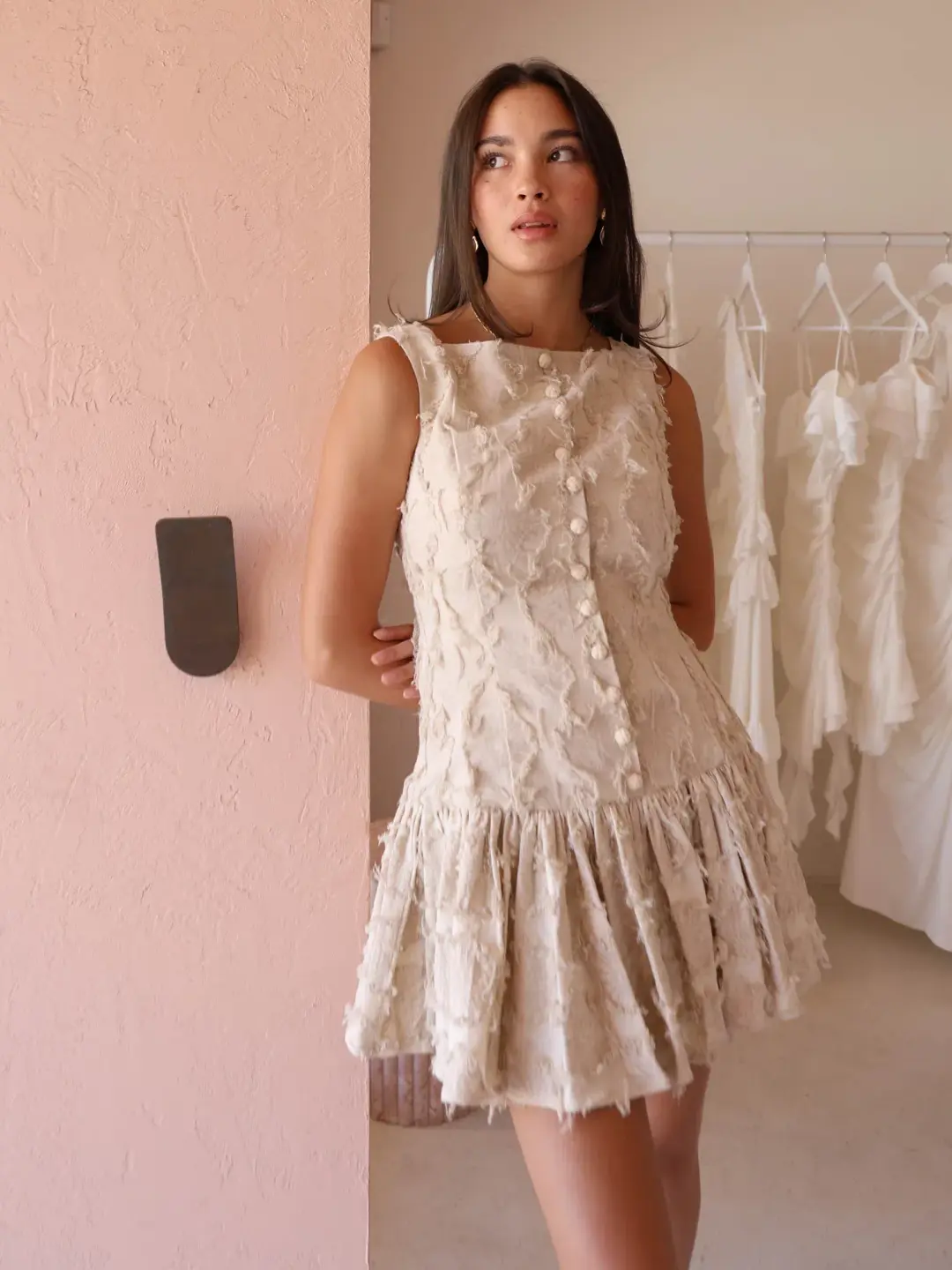 Roame Basil Mini Dress In Dandelion Size 10 for rent on The Volte - main image