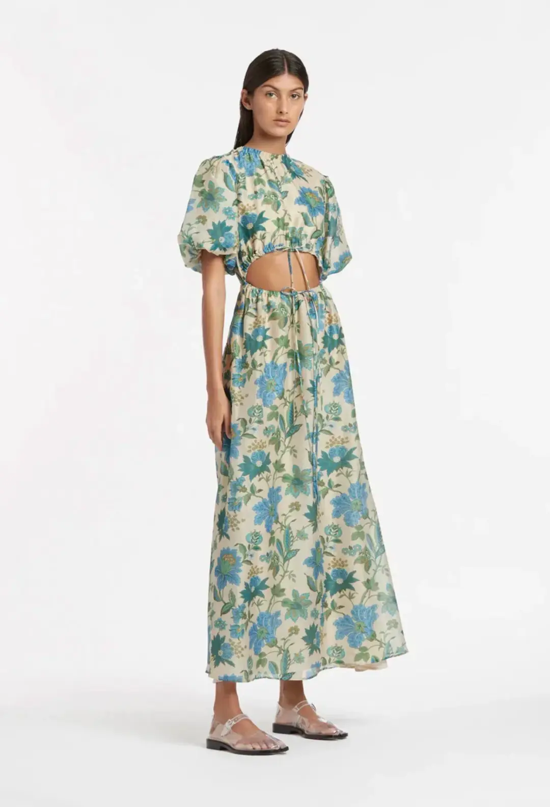 Sir Celia Puff Sleeve Midi Dress in Marguerite Print for rent on The Volte - main image