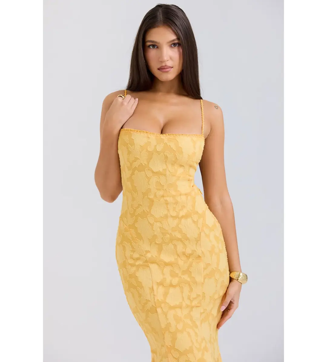 House of CB Joan Lace Up Back Maxi Dress Apricot Size XS/AU 6 for rent on The Volte - main image