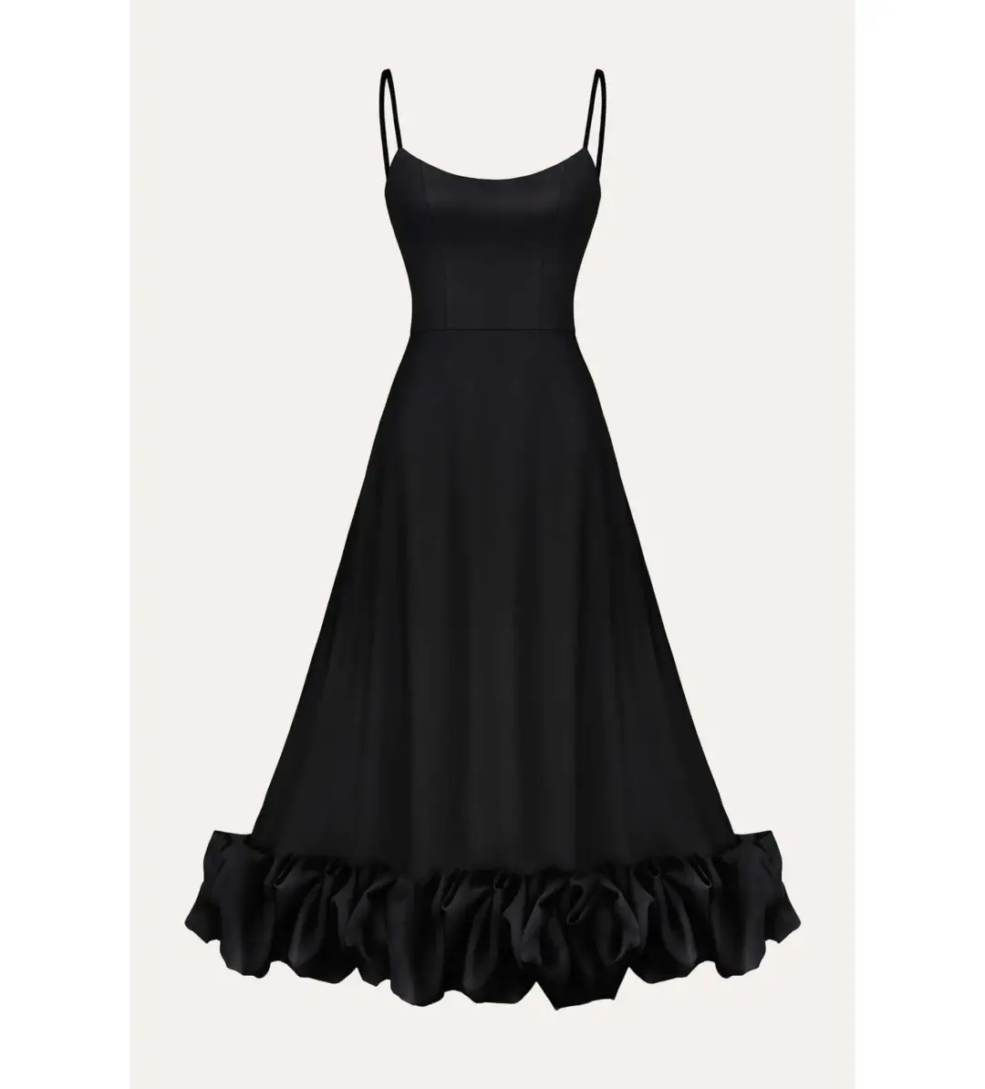 Post Meridiem Flounce Bustier Midi Dress in Deep Black Size XS / AU 6 for rent on The Volte - main image