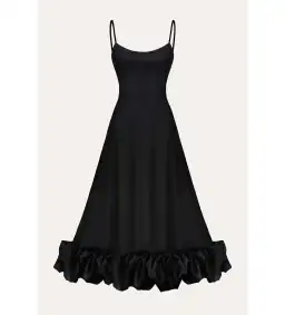 Post Meridiem Flounce Bustier Midi Dress in Deep Black Size XS / AU 6 for rent on The Volte - image 4