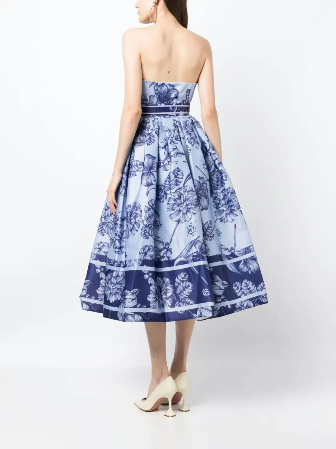 Leo Lin Norine Bustier Midi Dress Harmony Print in Hyacinth Size AU 6 for rent on The Volte - main image
