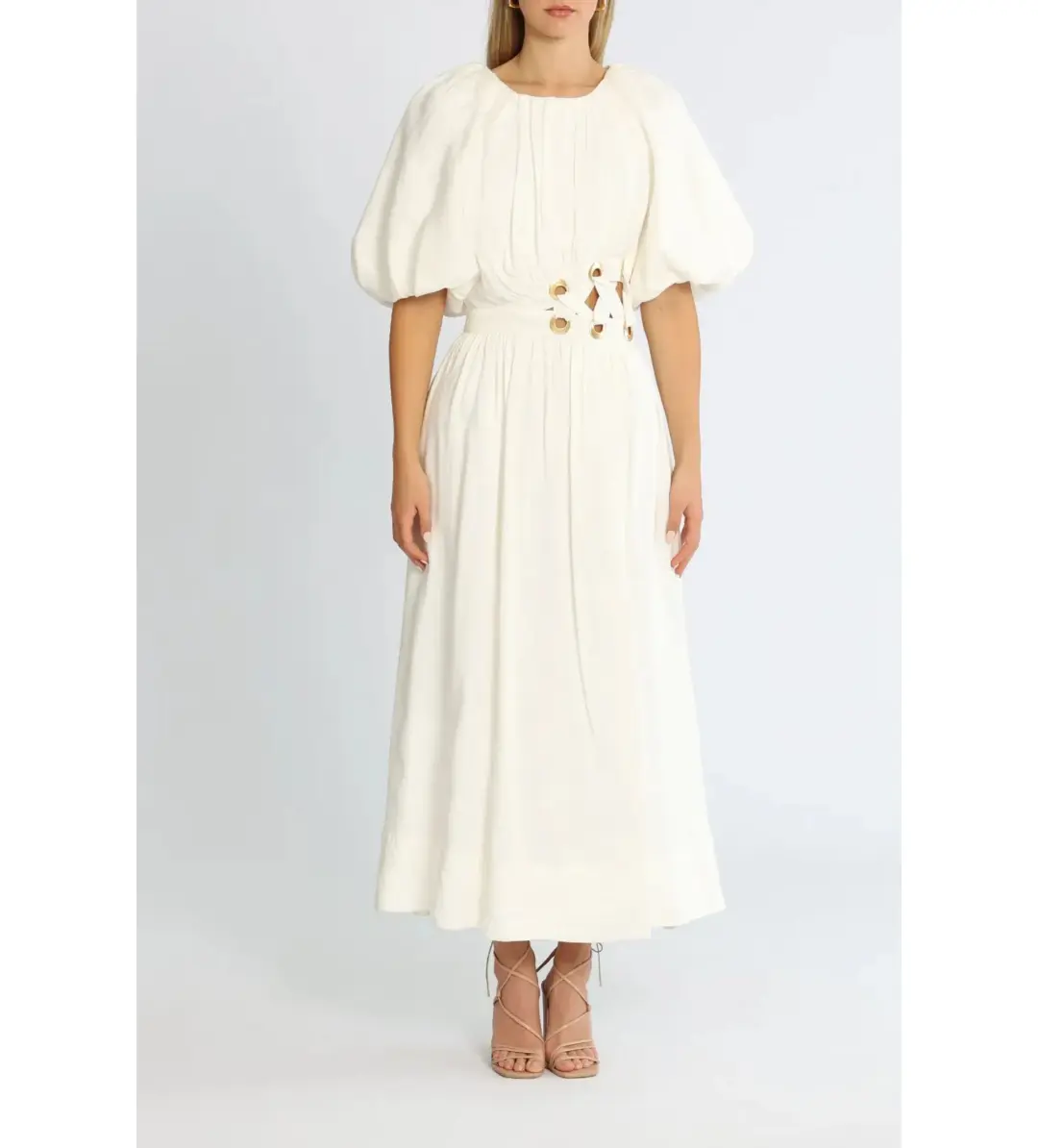 Aje Virtuous Asymmetrical Midi Dress in Ivory Size XXS / AU 4 for rent on The Volte - main image