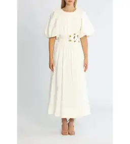 Aje Virtuous Asymmetrical Midi Dress in Ivory Size XXS / AU 4 for rent on The Volte - image 1